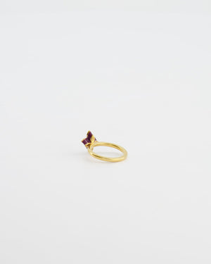 Louis Vuitton Gold Monogram Ring with Burgundy Enamel Detail Size L