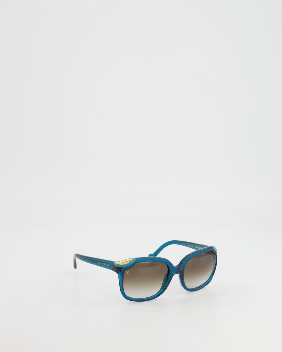 Louis Vuitton Blue Glitter Sunglasses with Gold Details