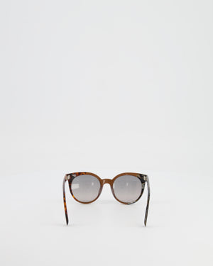 Fendi Brown Tortoiseshell and Wood-effect Round Sunglasses