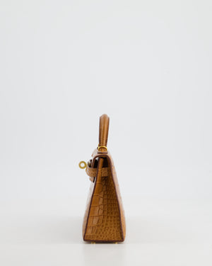 *SUPER RARE* Hermès Mini Kelly II 20cm Bag in Gold Alligator Mississippiensis Leather with Gold Hardware