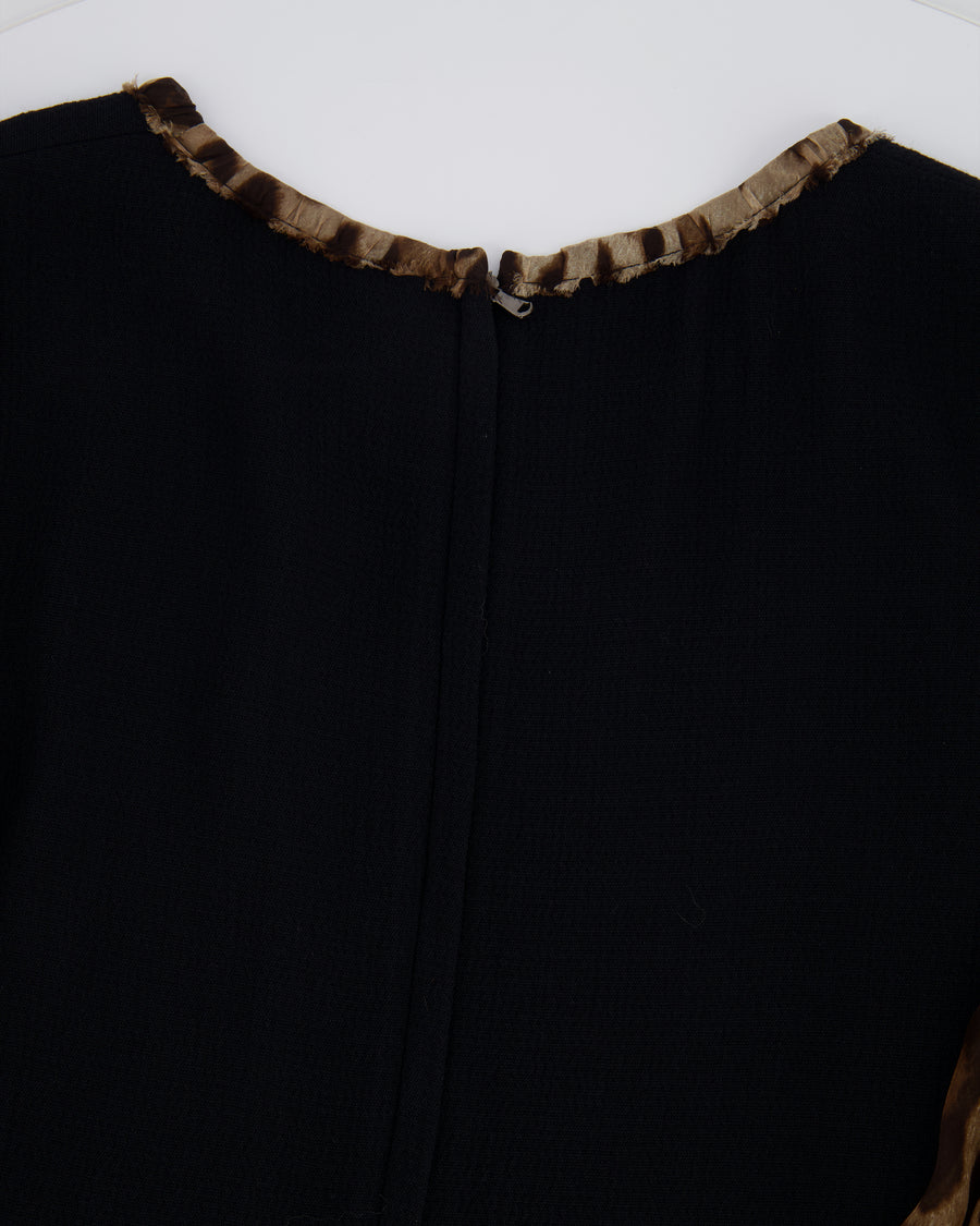 Dolce 
Gabbana Black Dress with Leopard Silk Sleeves and Collar Size IT 42 (UK 10) RRP £1,450