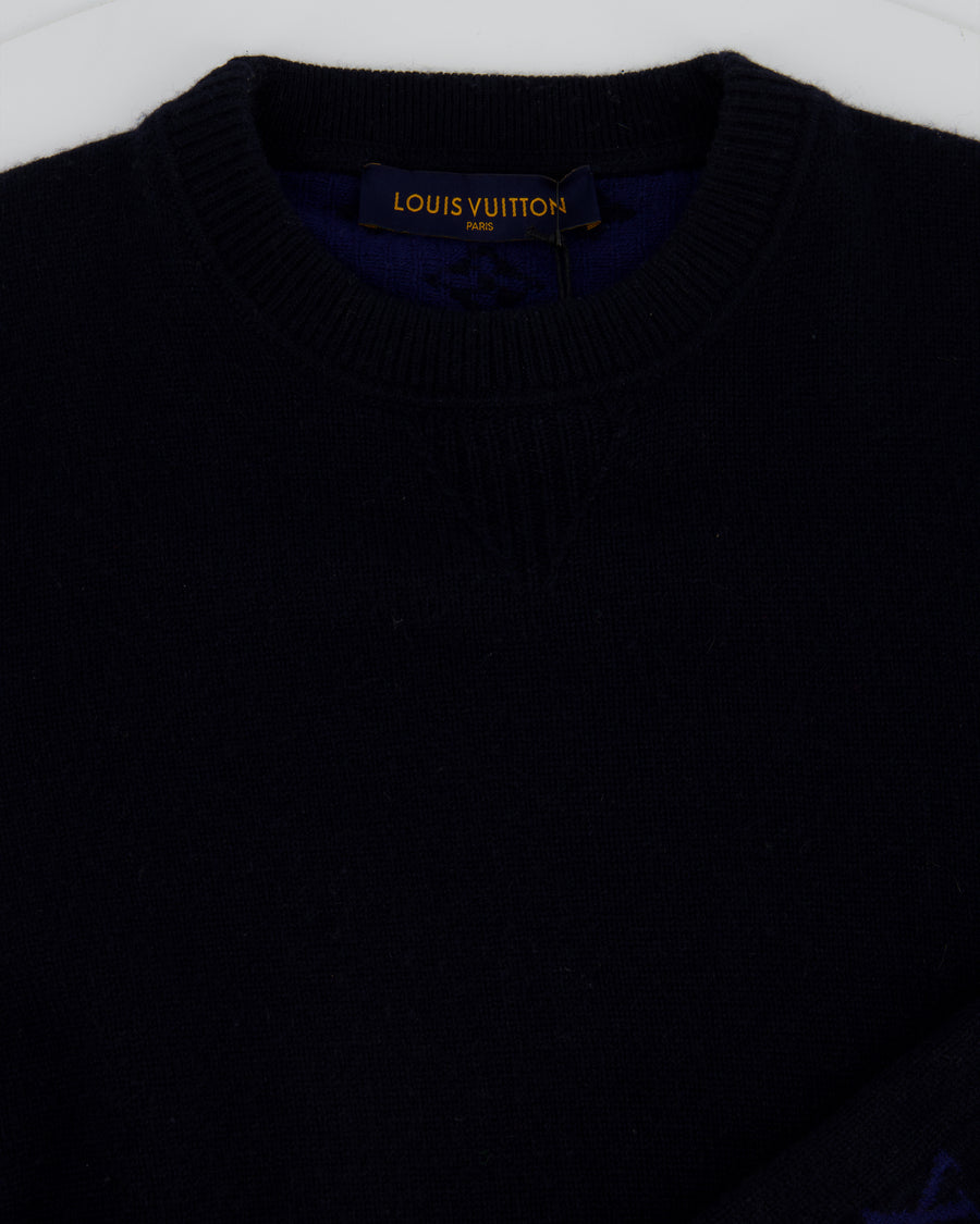 Louis Vuitton Menswear Navy Monogram Long Sleeve Jumper Size FR 54 (UK 44)