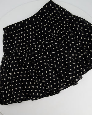 Saint Laurent Black 
White Polkadot Silk Mini Skirt Size FR 36 (UK 8)