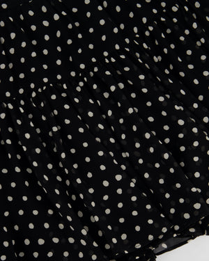 Saint Laurent Black 
White Polkadot Silk Mini Skirt Size FR 36 (UK 8)