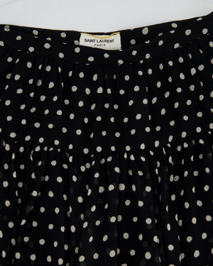 Saint Laurent Black 
White Polkadot Silk Mini Skirt Size FR 36 (UK 8)