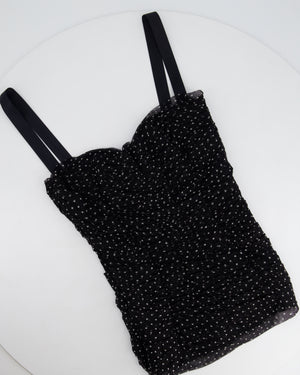 Dolce 
Gabbana Black Polkadot Bustier Ruched Mesh Top Size IT 38 (UK 6)