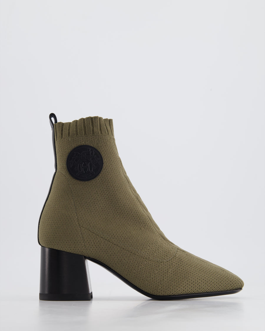 Hermès Jenna 60 Khaki Ankle Boots Size EU 36