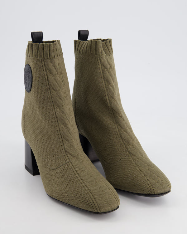 Hermès Jenna 60 Khaki Ankle Boots Size EU 36