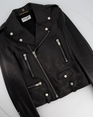 Saint Laurent Black Leather Biker Jacket Size FR 36 (UK 4)