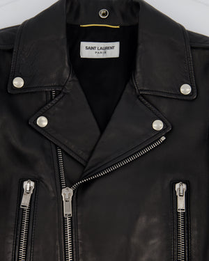 Saint Laurent Black Leather Biker Jacket Size FR 36 (UK 4)