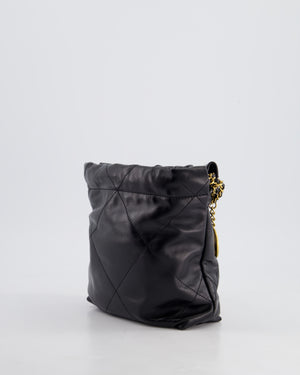 Chanel 22 Mini Hobo Bag in Black Shiny Lambskin with Brushed Gold Hardware