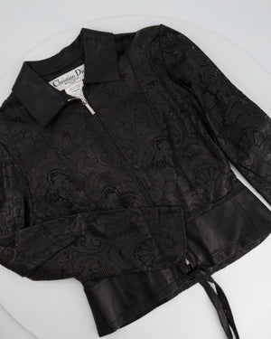 Christian Dior by John Galliano Laser Cut Leather Jacket with Tie Detail Size FR 38 (UK 10)