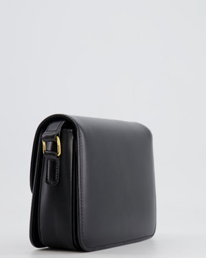 Celine Black Teen Triomphe Bag in Shiny Calfskin Leather with Gold Hardware