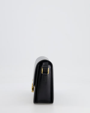 Celine Black Teen Triomphe Bag in Shiny Calfskin Leather with Gold Hardware