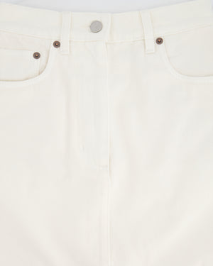 Prada White Denim Mini Skirt With Back Pocket Logo Detail Size IT 36 (UK 4)