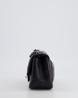 *HOT* Chanel Black Mini Square Flap Bag in Lambskin with Silver Hardware