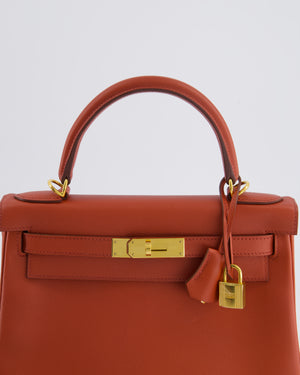 *RARE* Hermès Kelly 28cm Retourne Bag in Brique Evercolour Leather with Gold Hardware