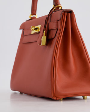 *RARE* Hermès Kelly 28cm Retourne Bag in Brique Evercolour Leather with Gold Hardware