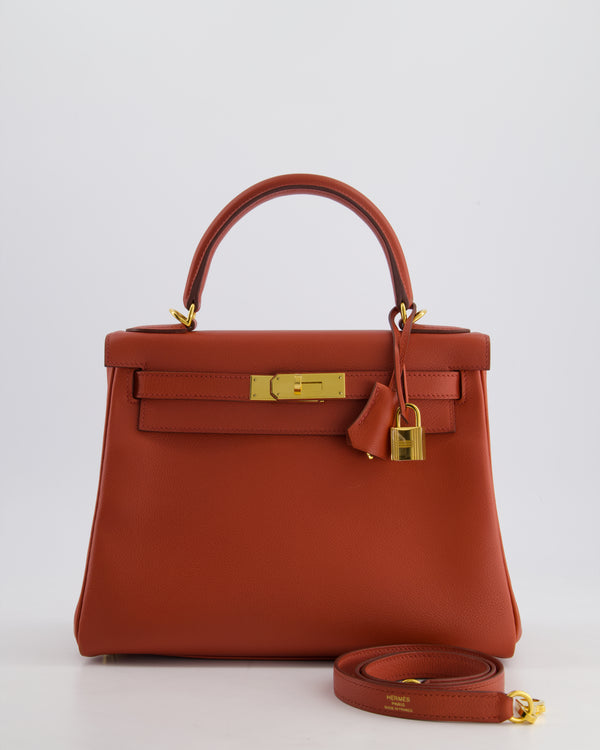 *RARE* Hermès Kelly 28cm Retourne Bag in Brique Evercolour Leather with Gold Hardware