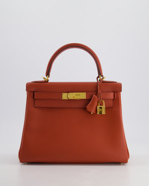 *RARE* Hermès Kelly 28cm Retourne Bag in Brique Evercolour Leather with Gold Hardware