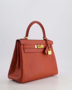 *RARE* Hermès Kelly 28cm Retourne Bag in Brique Evercolour Leather with Gold Hardware