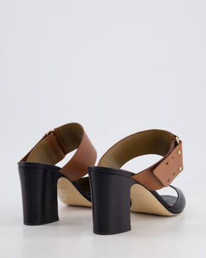 Hermès Black 
Gold Heeled Sandals Size EU 40