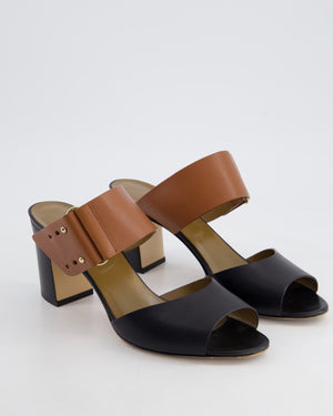 Hermès Black 
Gold Heeled Sandals Size EU 40