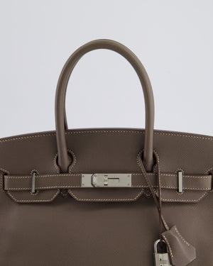 Hermès Birkin 30cm Retourne Bag Verso In Etain 
Bleu Thalassa Epsom Leather with Palladium Hardware