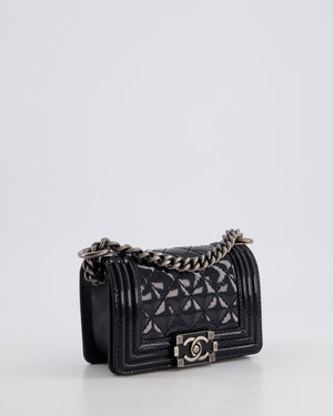 Chanel Black Patent Mini Boy Bag with Ruthenium Hardware