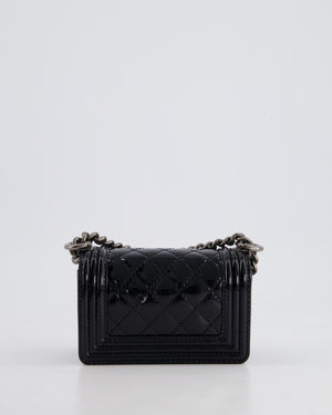 Chanel Black Patent Mini Boy Bag with Ruthenium Hardware