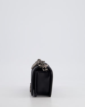 Chanel Black Patent Mini Boy Bag with Ruthenium Hardware