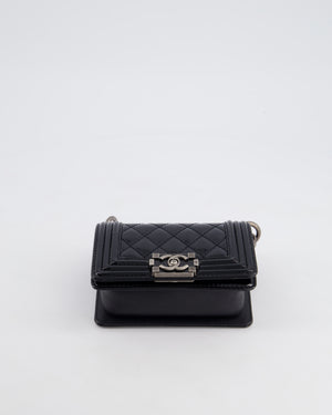 Chanel Black Patent Mini Boy Bag with Ruthenium Hardware