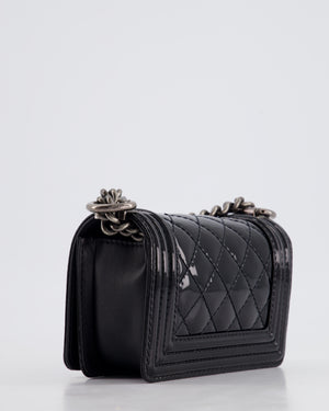 Chanel Black Patent Mini Boy Bag with Ruthenium Hardware