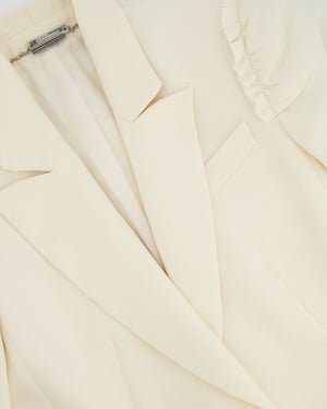 Alexander McQueen Cream Wool Blazer Jacket with Ruffle Details Size IT 40 (UK 8)