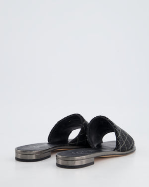 *HOT* Chanel Black, Silver Sliders with Embellished CC Logo Detail Size EU 37.5