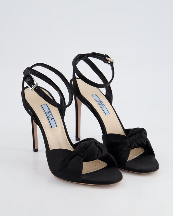 Prada Black Satin Bow Knot Front High Heel Size EU 37.5