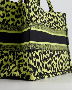 Christian Dior Medium Lime 
Black Leopard Print Canvas Book Tote Bag RRP £2500