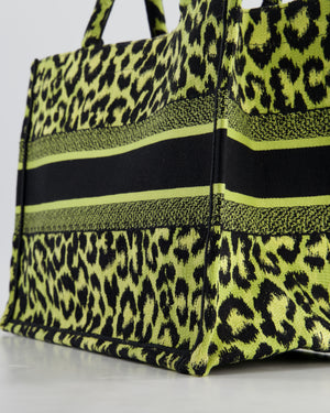 Christian Dior Medium Lime 
Black Leopard Print Canvas Book Tote Bag RRP £2500