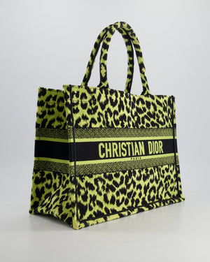 Christian Dior Medium Lime 
Black Leopard Print Canvas Book Tote Bag RRP £2500