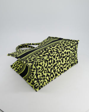 Christian Dior Medium Lime 
Black Leopard Print Canvas Book Tote Bag RRP £2500