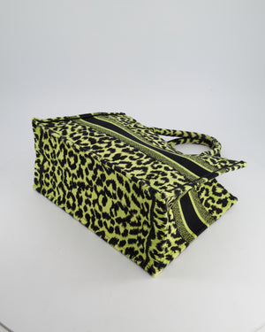 Christian Dior Medium Lime 
Black Leopard Print Canvas Book Tote Bag RRP £2500