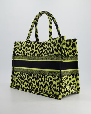 Christian Dior Medium Lime 
Black Leopard Print Canvas Book Tote Bag RRP £2500