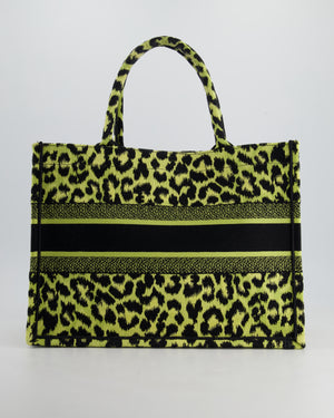 Christian Dior Medium Lime 
Black Leopard Print Canvas Book Tote Bag RRP £2500