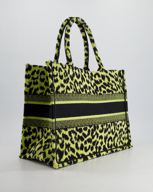 Christian Dior Medium Lime 
Black Leopard Print Canvas Book Tote Bag RRP £2500