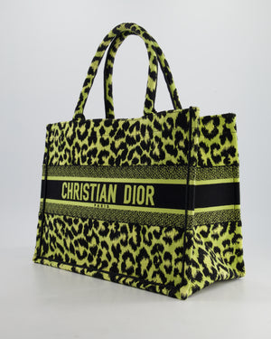 Christian Dior Medium Lime 
Black Leopard Print Canvas Book Tote Bag RRP £2500