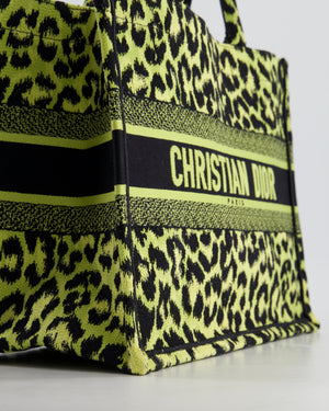 Christian Dior Medium Lime 
Black Leopard Print Canvas Book Tote Bag RRP £2500