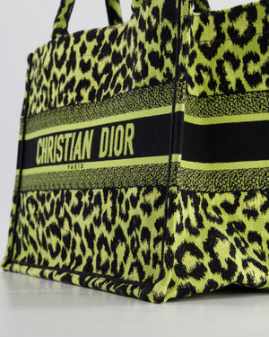 Christian Dior Medium Lime 
Black Leopard Print Canvas Book Tote Bag RRP £2500