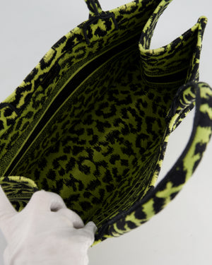 Christian Dior Medium Lime 
Black Leopard Print Canvas Book Tote Bag RRP £2500