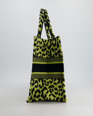 Christian Dior Medium Lime 
Black Leopard Print Canvas Book Tote Bag RRP £2500