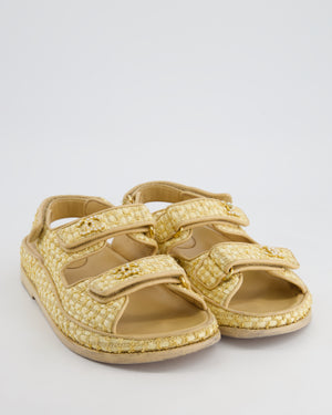 Chanel Beige Raffia Dad Sandals with Pearl CC Logo Detail Size EU 37.5C